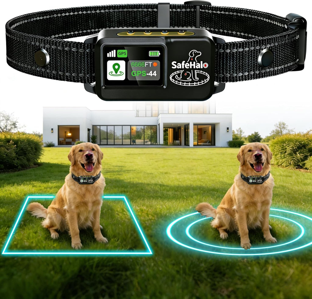 Wireless GPS Dog Fence Collar, 65–9,840 ft Radius, IPX7 Waterproof J13642
