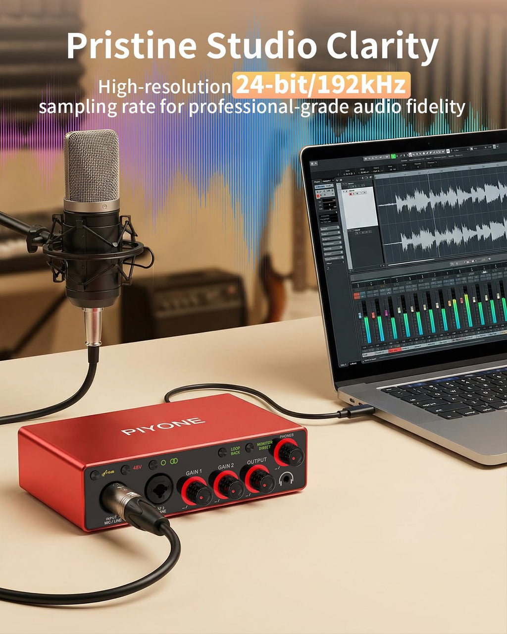 2X2 24-bit/192kHz Audio Interface with XLR/TRS Combo Input V96312