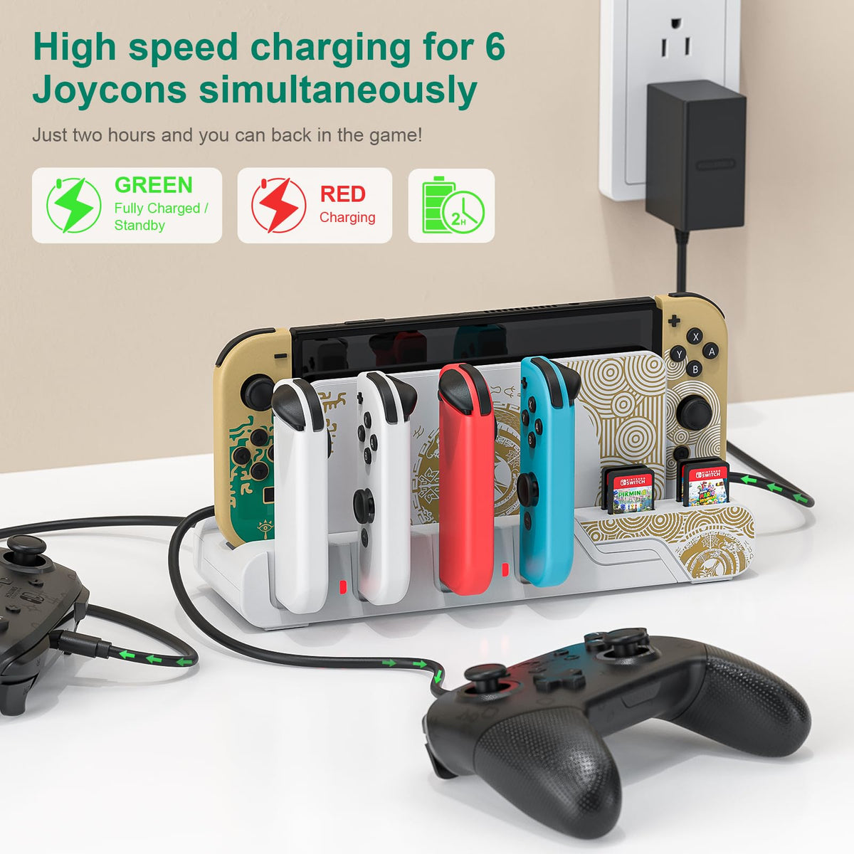 Switch Controller Charging Dock for 6 Joycons J25341