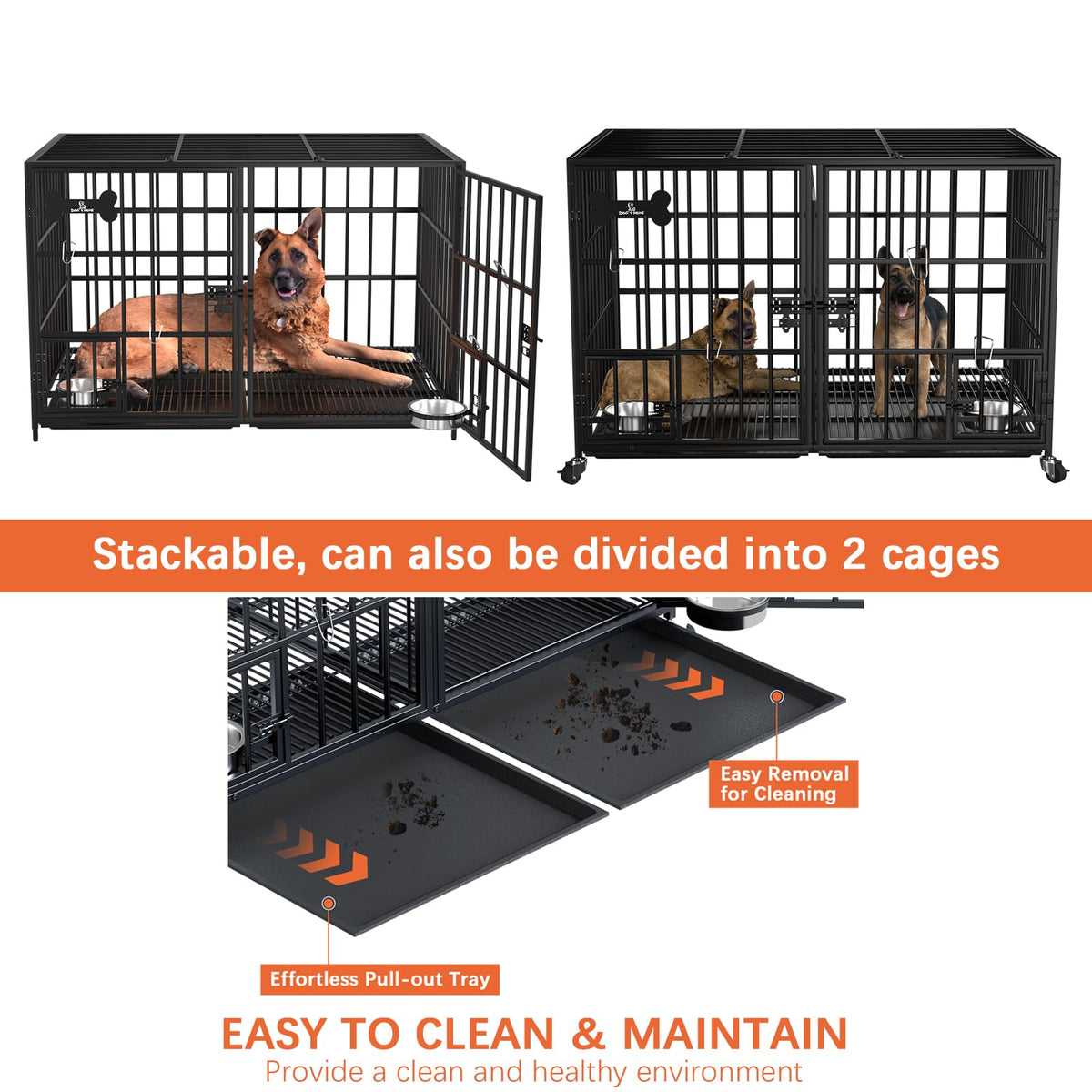 42" Stackable Heavy Duty Metal Dog Crate with Divider N631