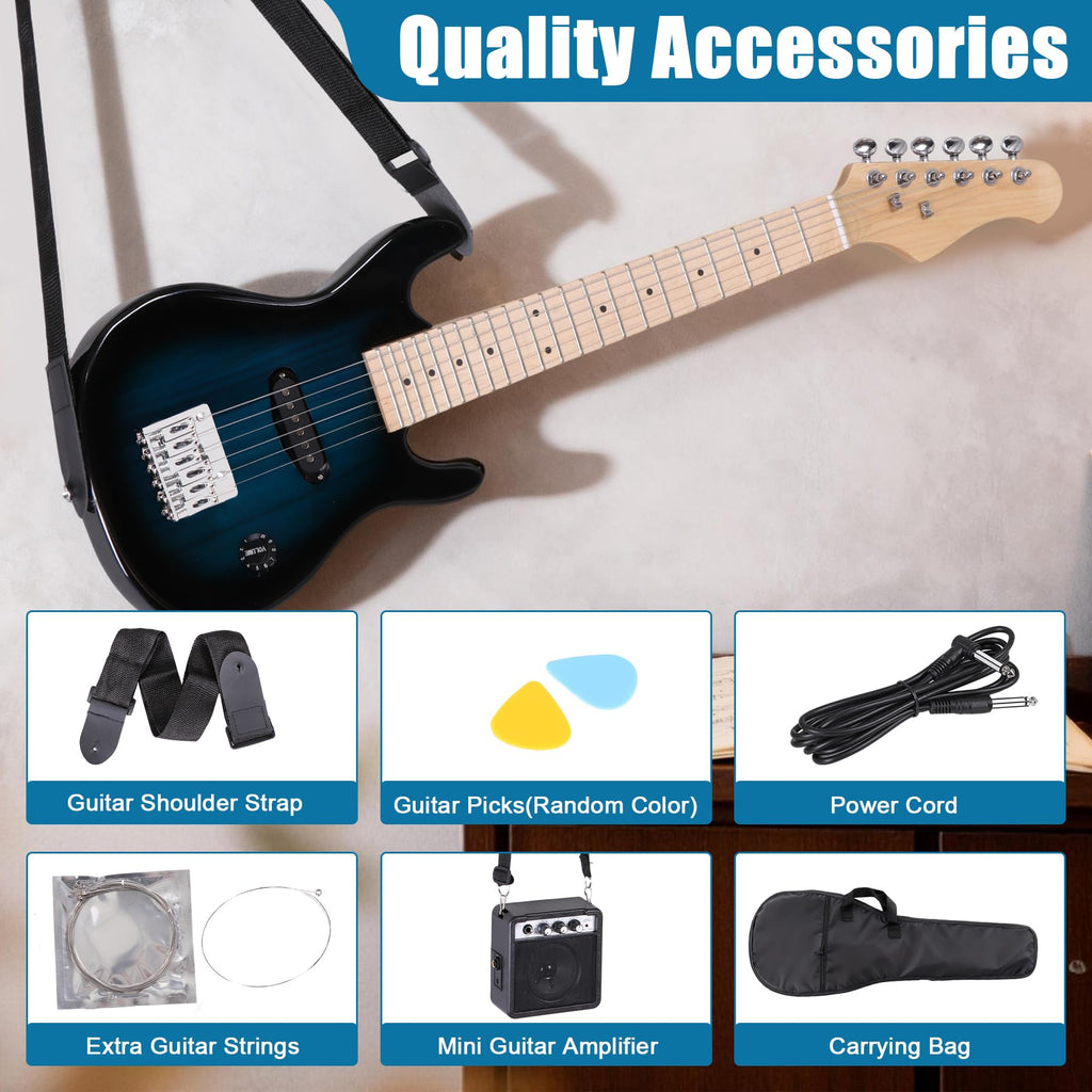30" Blue Electric Guitar Beginner Kit with Amp and Bag U50053