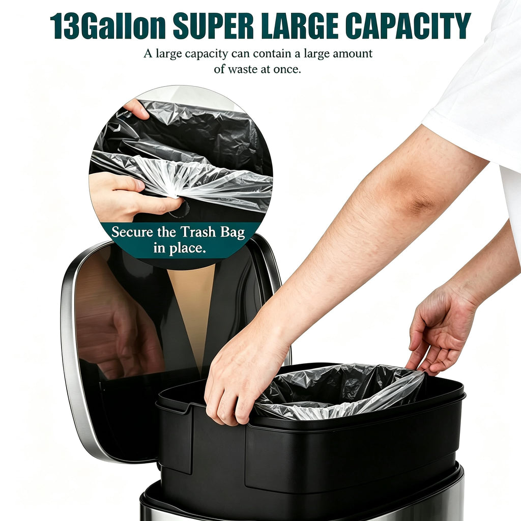 13 Gallon Stainless Steel Step Trash Can Q41142