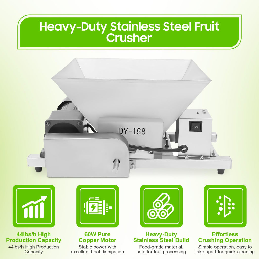 60W Stainless Steel Electric Fruit Crusher 1.06gal J1301