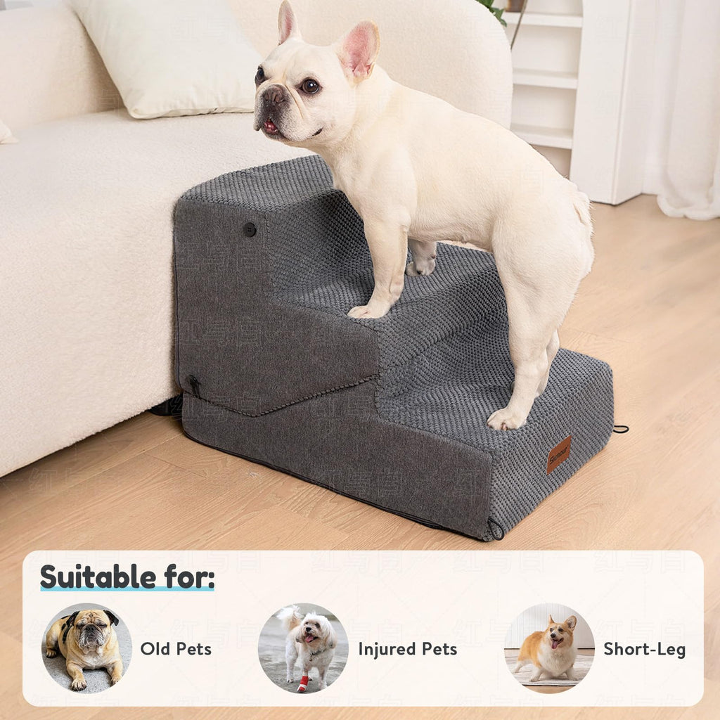 4-Step Dog Stair and Ramp with Non-Slip Bottom Grey L64936