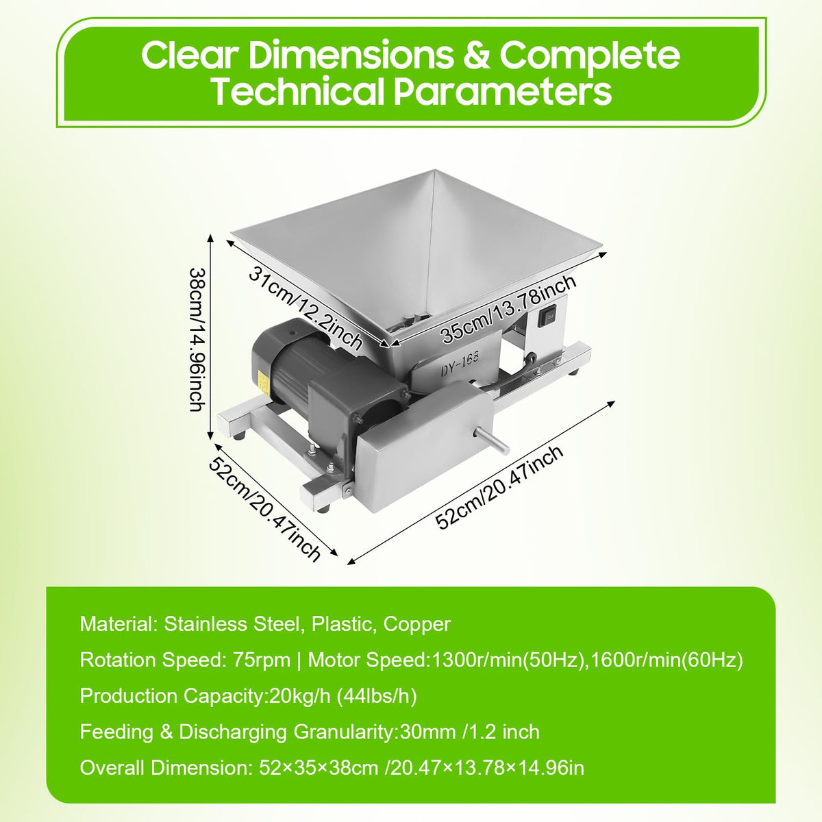60W Stainless Steel Electric Fruit Crusher 1.06gal J1301