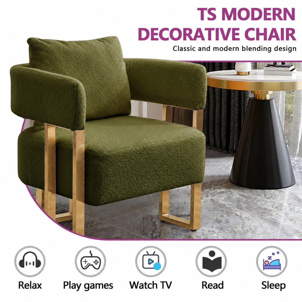 Velvet Upholstered Accent Chairs Set of 2 with Golden Metal Legs O777