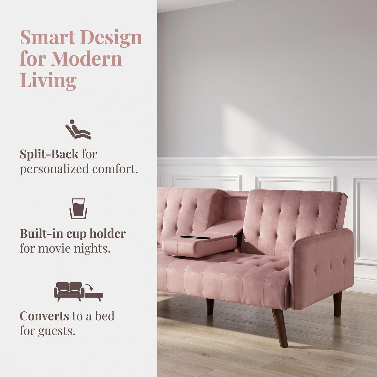 Pink Convertible Sleeper Sofa J683