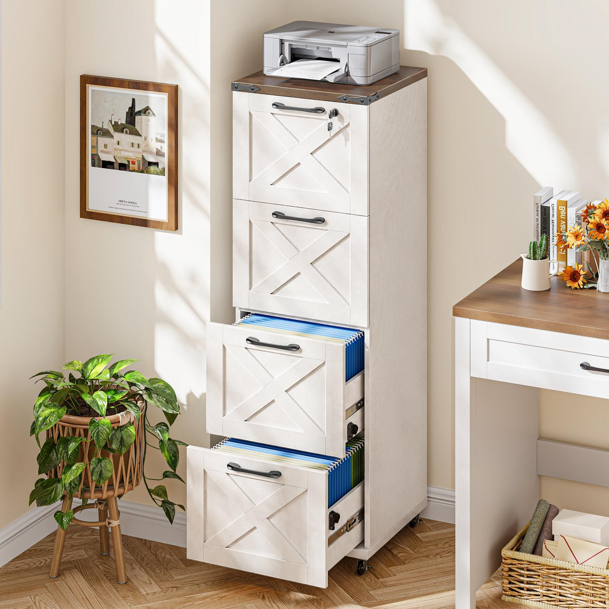 White 4 Drawer Filing Cabinet P487