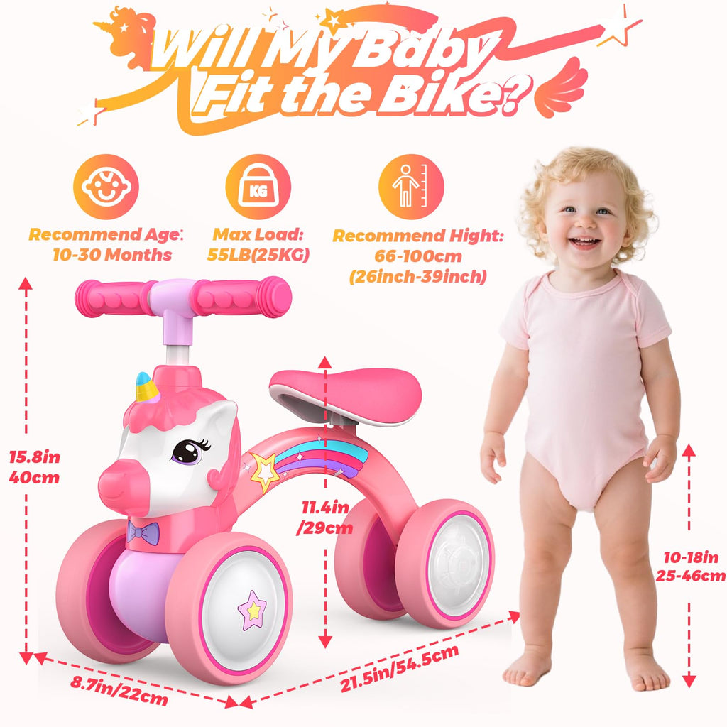 Baby Balance Bike Ride On Toy with Light Up Wheel T272906