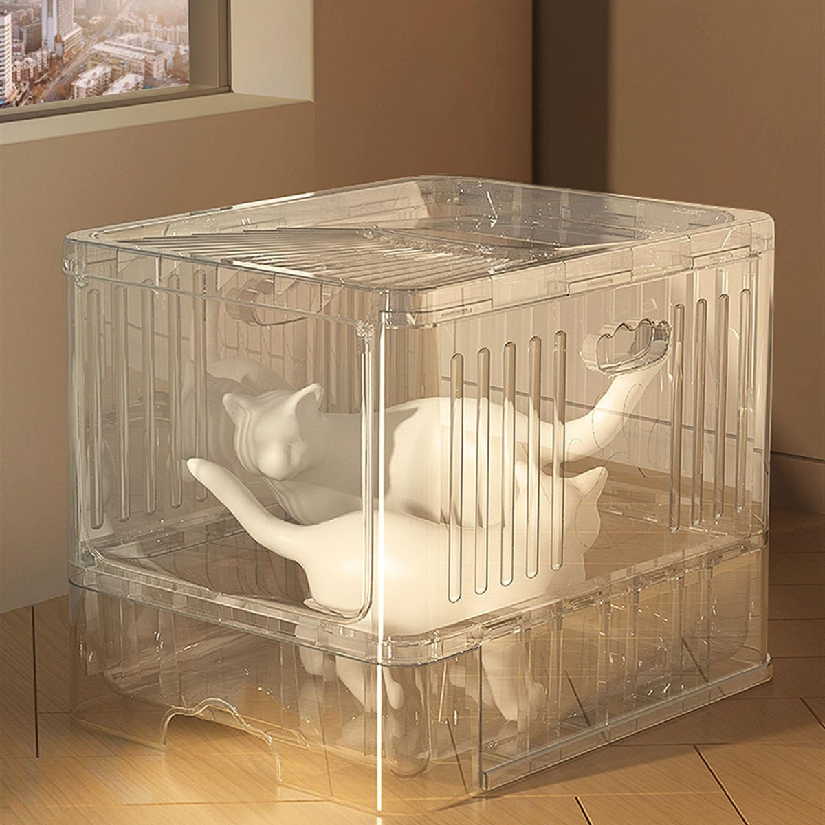 Large Anti-Splash Top Entry Cat Litter Box with Lid and Litter Scoop K23518