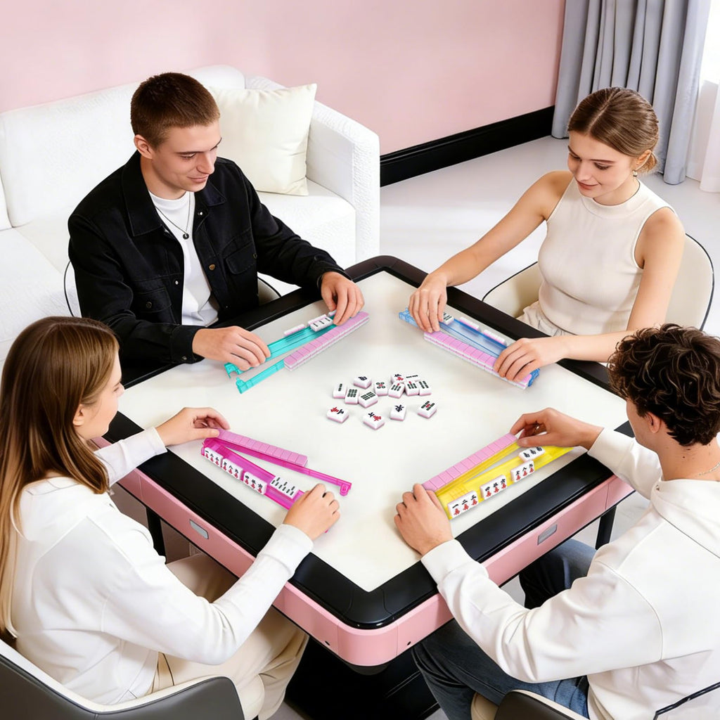 Clear Mahjong Racks with Pushers, 4-Pack Non-Slip Acrylic V12934
