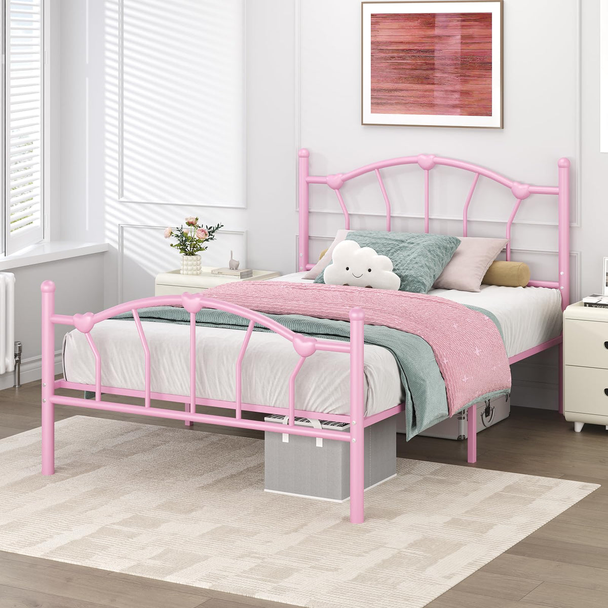 Twin Metal Platform Bed D9712