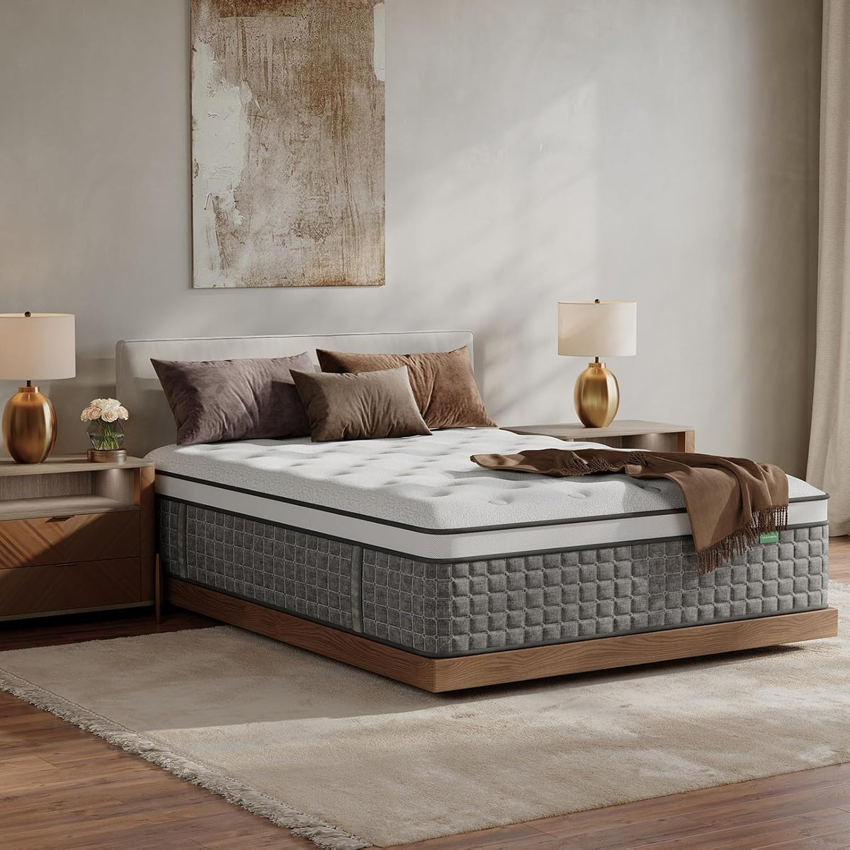 Full Size 12 Inch Medium Firm Hybrid Mattress in a Box I4624
