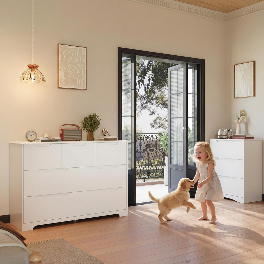 White 7 Drawer Dresser V669