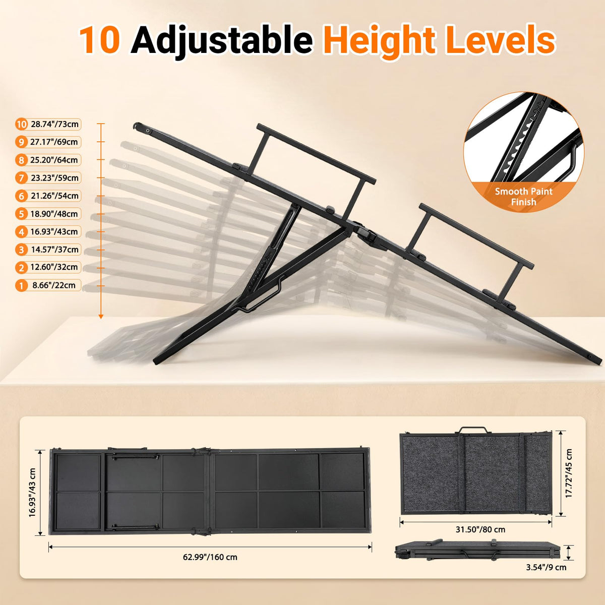 63" Foldable Metal Dog Ramp D2340