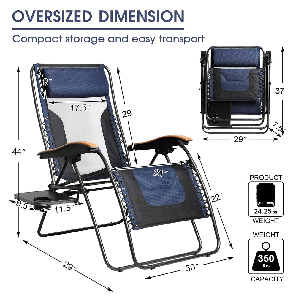 Oversized Mesh Zero Gravity Reclining Patio Chairs, 2 Pack H483