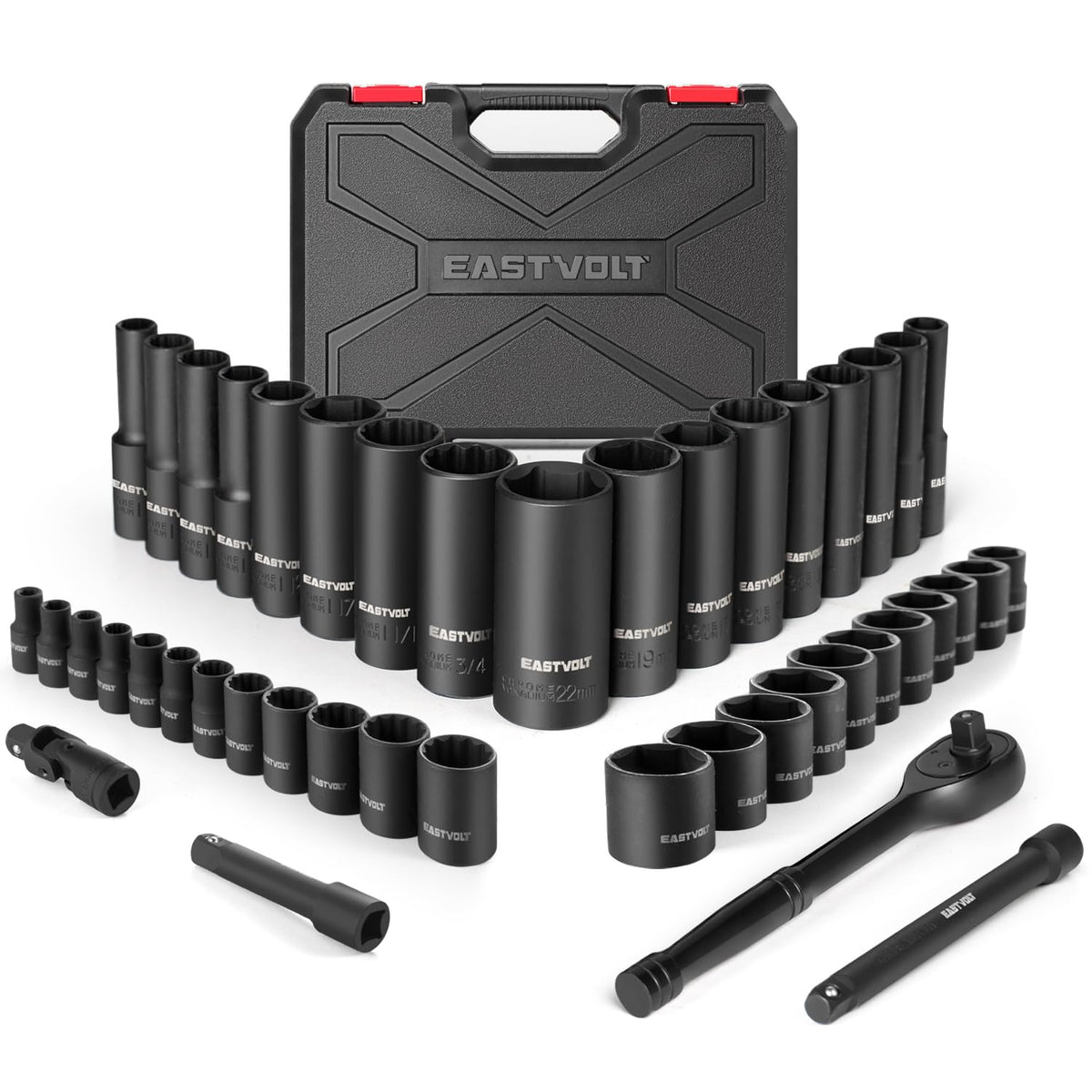 46 Pieces Drive Socket Ratchet Wrench Set with Storage Case P941999