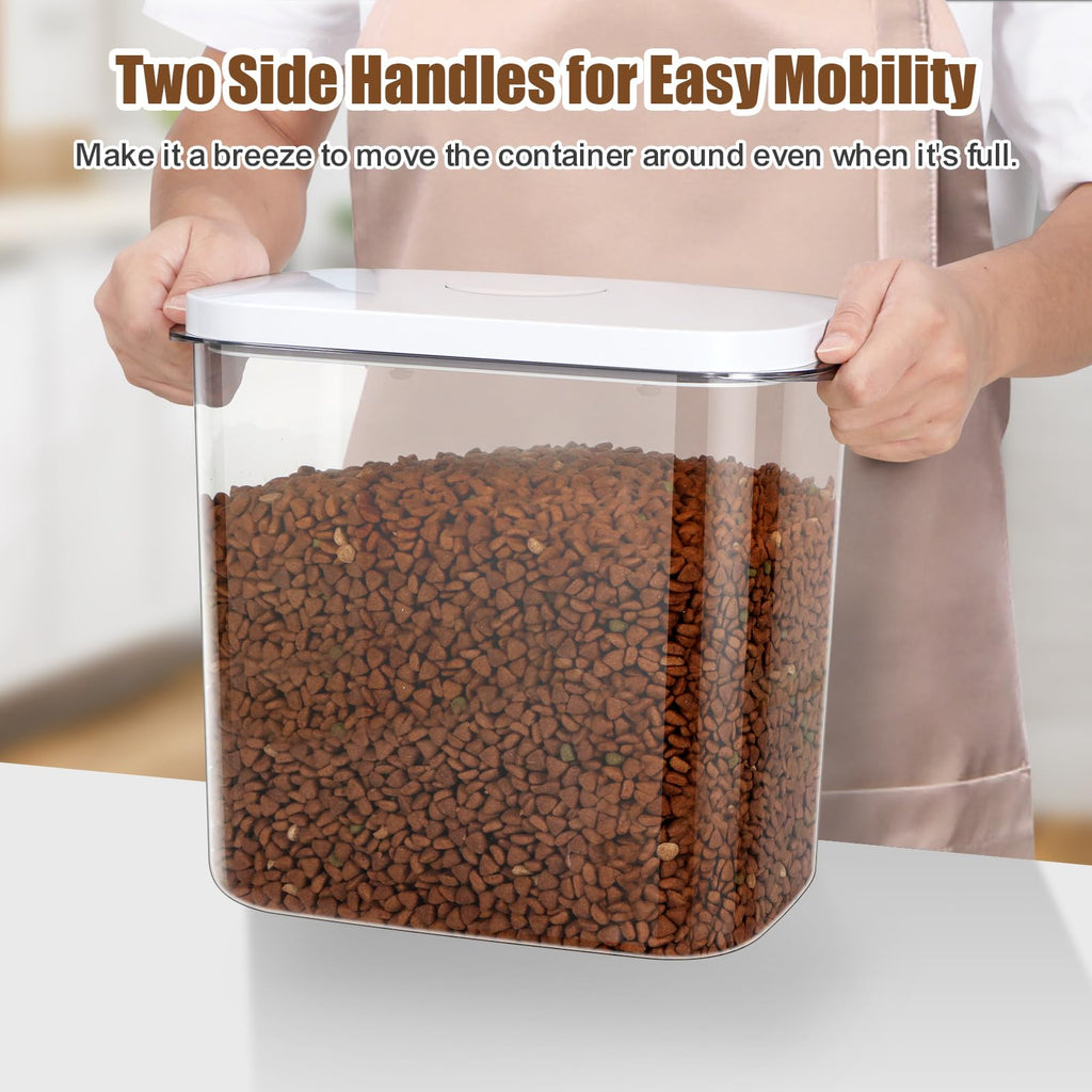 Dog Cat Food Storage Container with Handles, Stackable Pop Up Lids A158