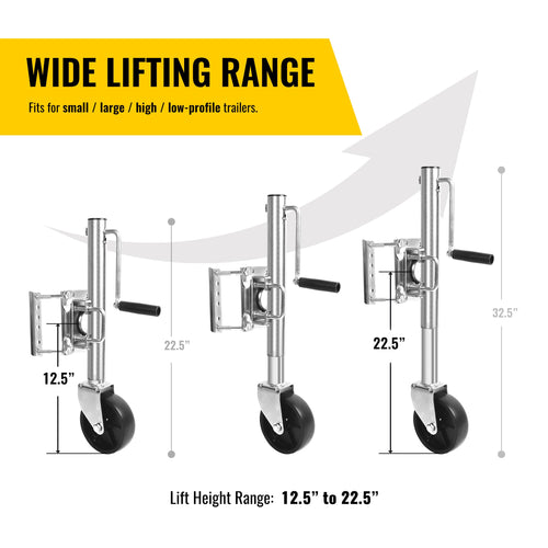 10" 1,000 lb Capacity Trailer Jack with Wheel P5914