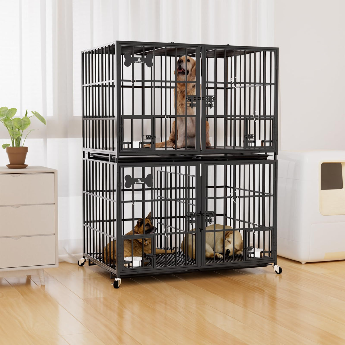 42" Stackable Heavy Duty Metal Dog Crate with Divider N631