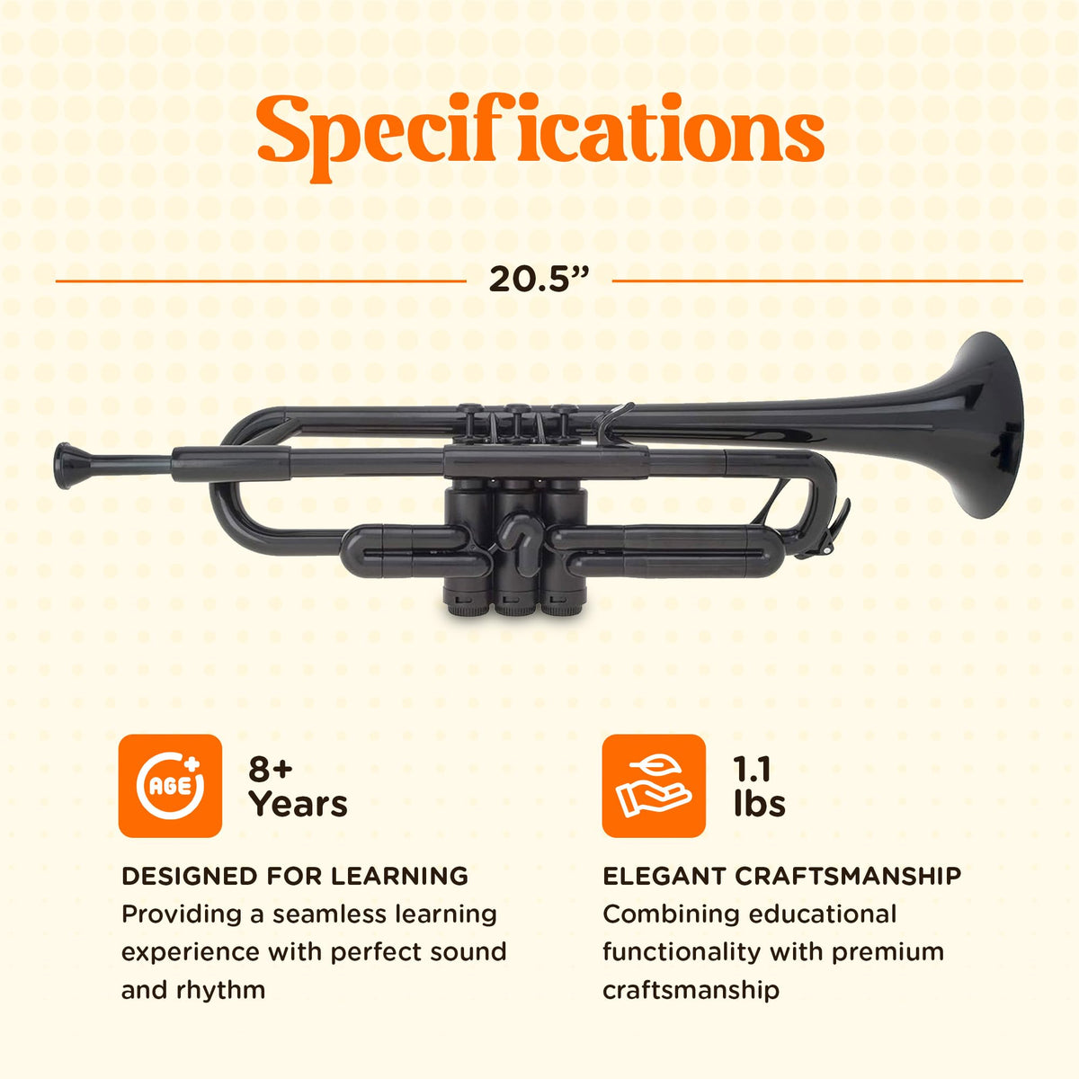 Bb Plastic Trumpet with 3C & 5C Mouthpieces and Carrying Bag J8805
