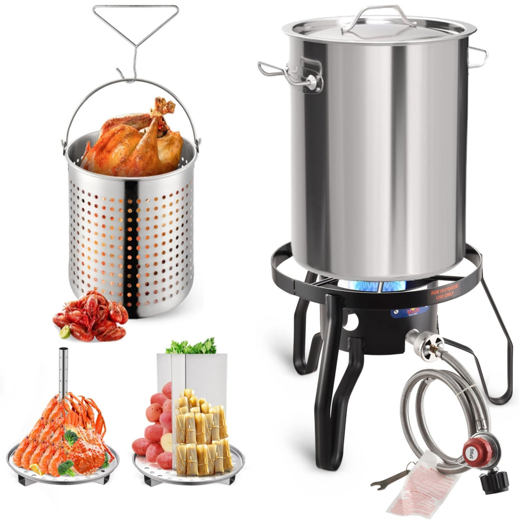 40QT Stainless Steel Stock Pot and Propane Burner B632809