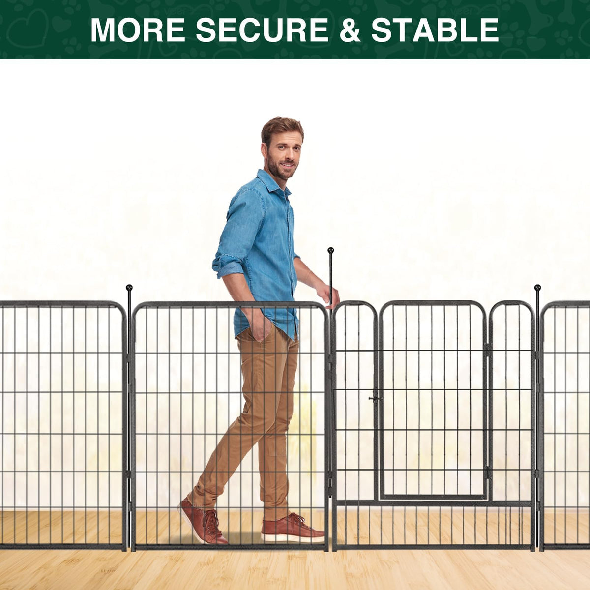16 Panels 40" High Metal Dog Playpen with Gate T732