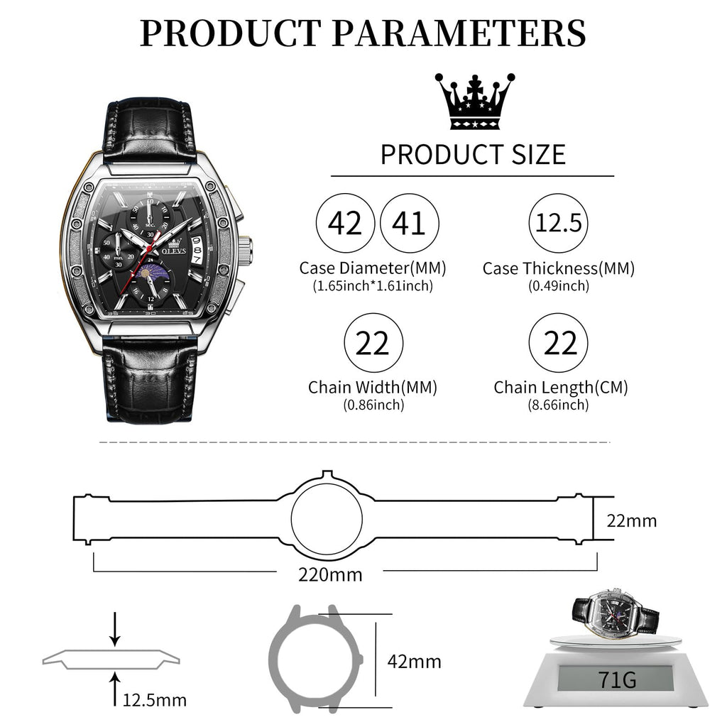 Men's Chronograph Moon Phase Waterproof Watch U911