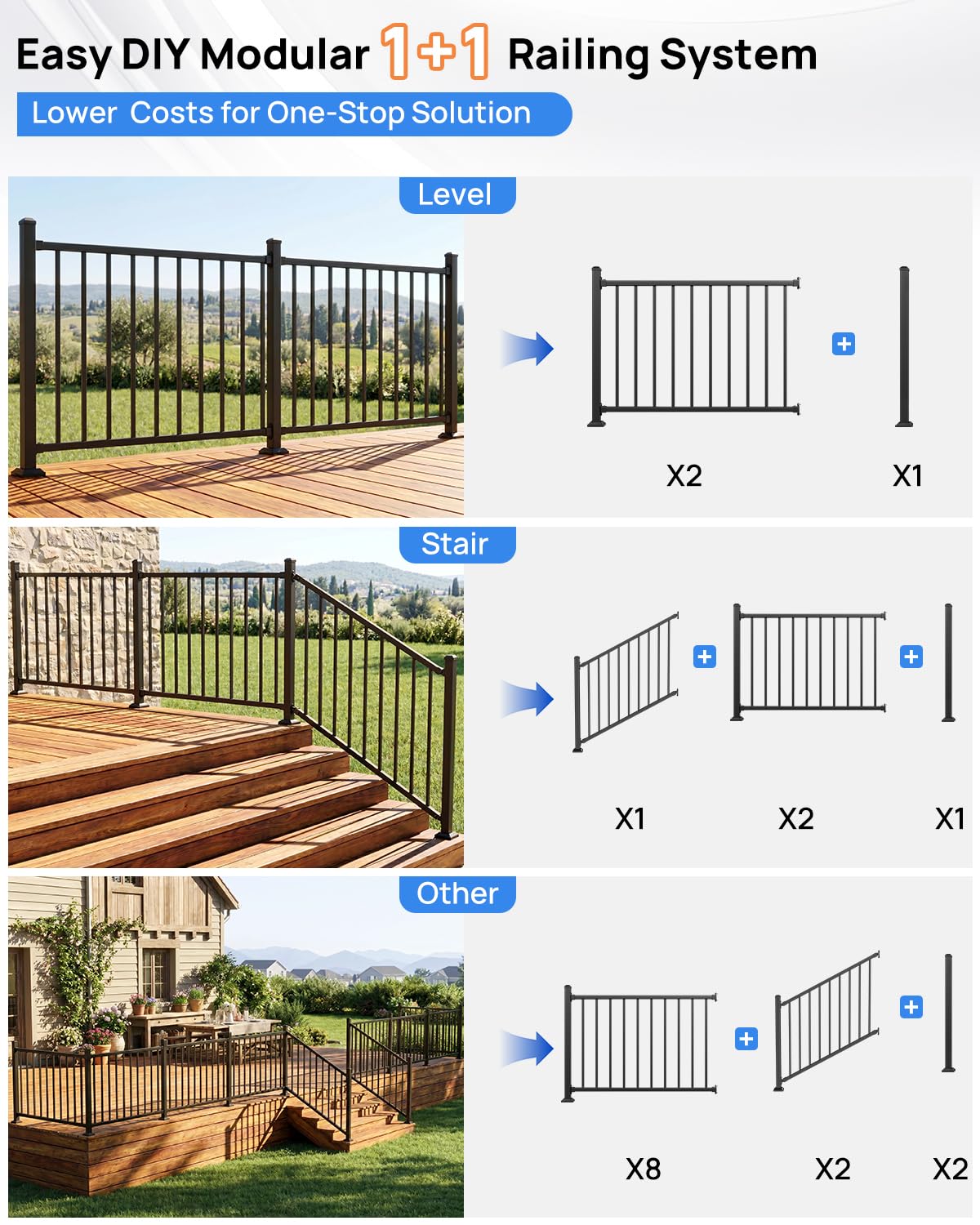6 ft. W Aluminum Stair Railing Kit D12228