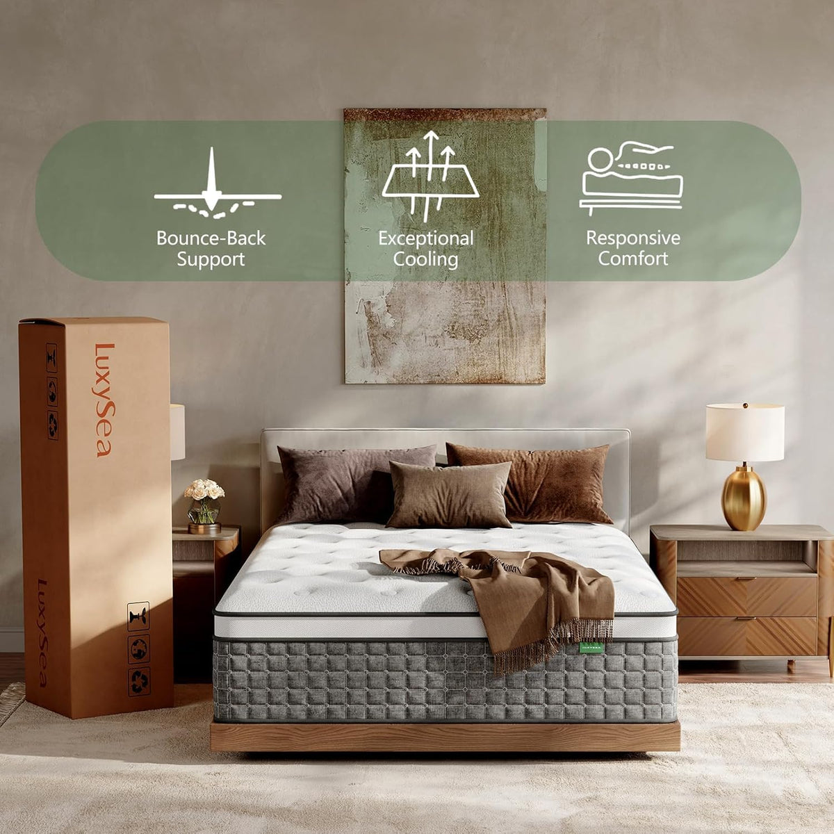 Full Size 12 Inch Medium Firm Hybrid Mattress in a Box I4624