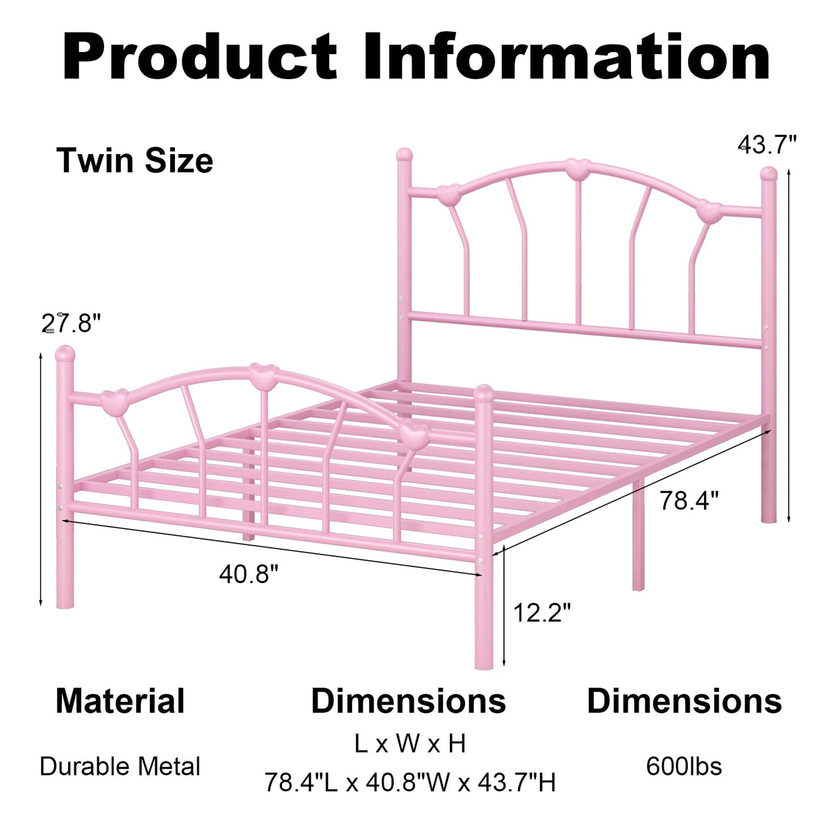 Twin Metal Platform Bed D9712