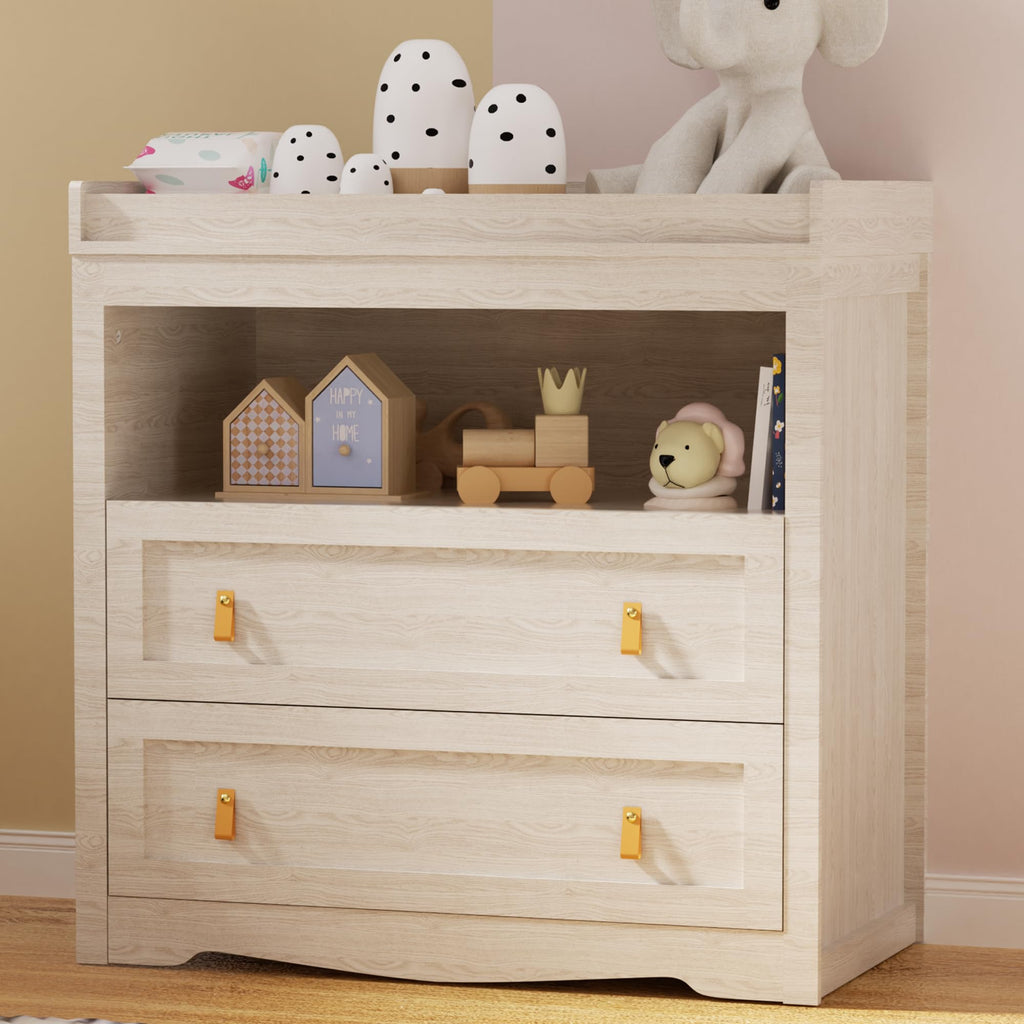 Beige Baby Dresser with Changing Table Top K853031