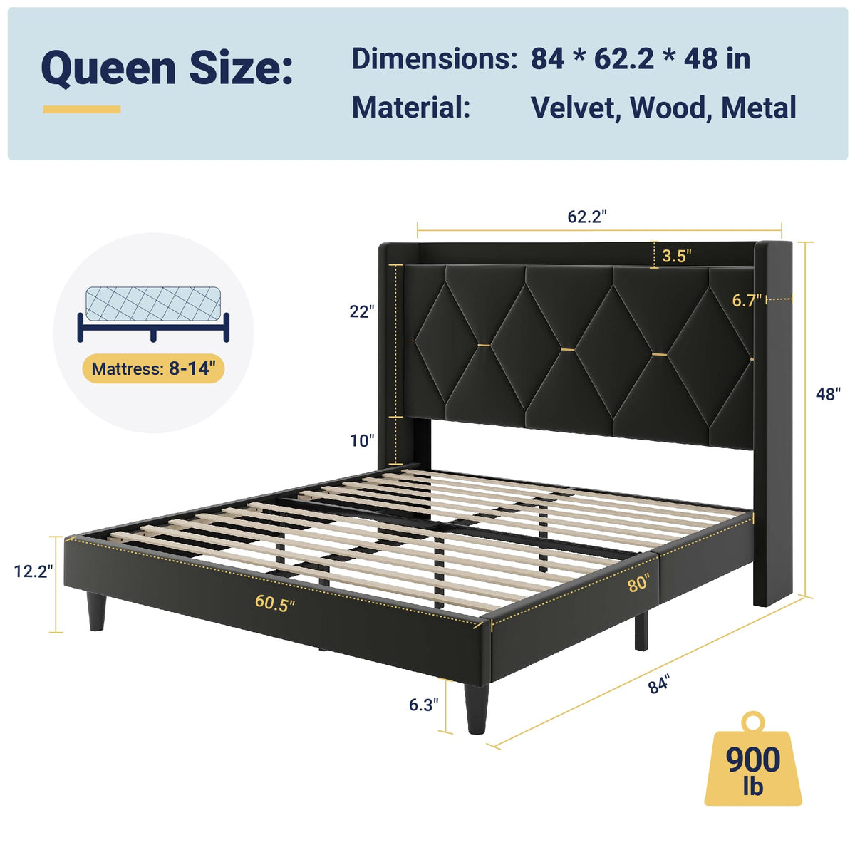 Queen Bed Frame with Storage Headboard R9271