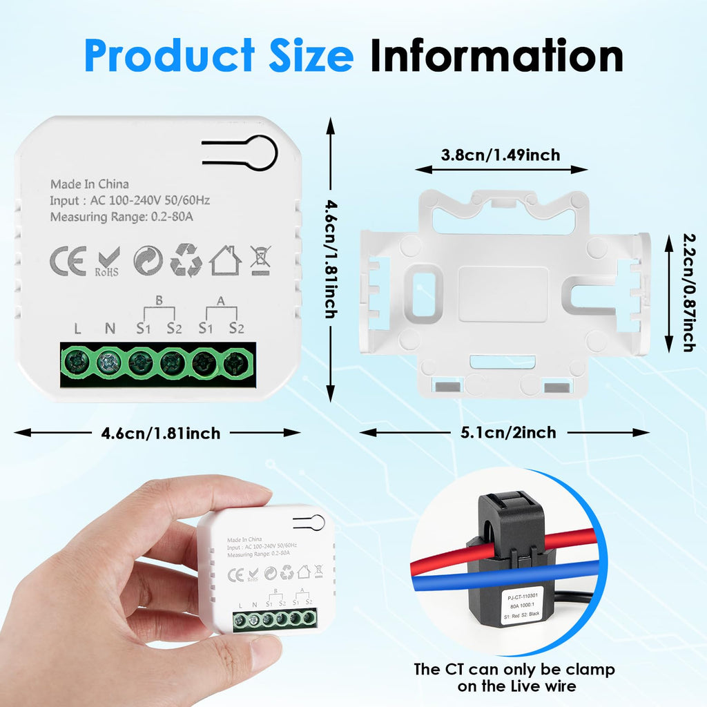 Smart Home Energy Monitor 2×80A Dual-Channel WiFi Energy Meter with App Control D7750