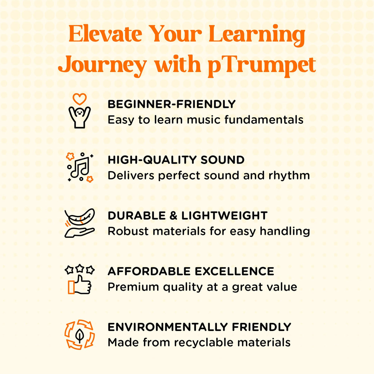 Bb Plastic Trumpet with 3C & 5C Mouthpieces and Carrying Bag J8805