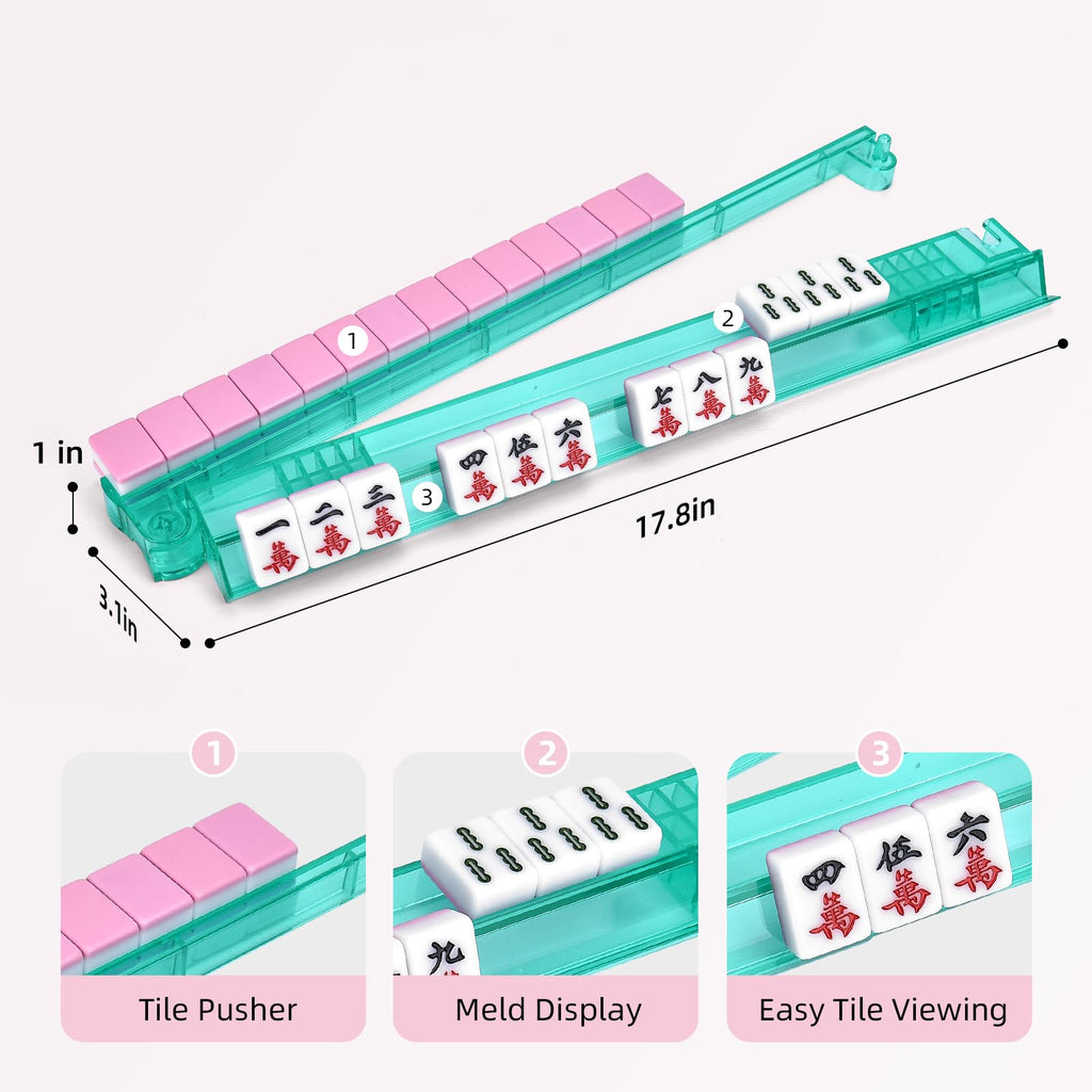 Clear Mahjong Racks with Pushers, 4-Pack Non-Slip Acrylic V12934