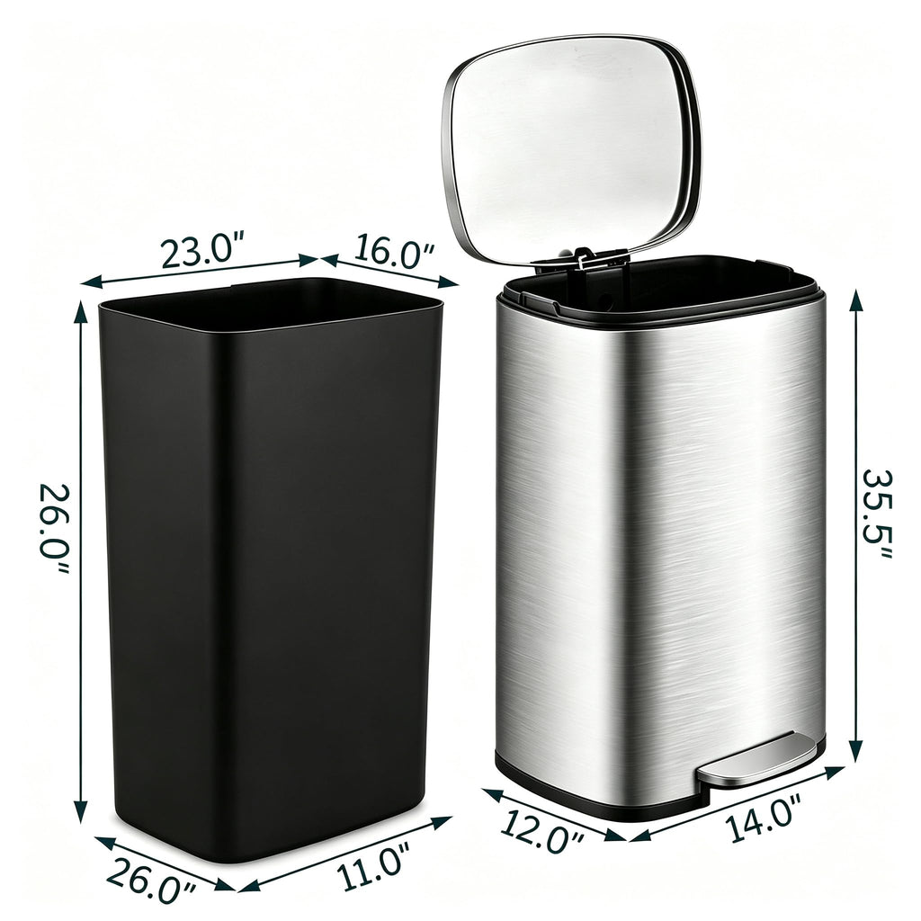 13 Gallon Stainless Steel Step Trash Can Q41142