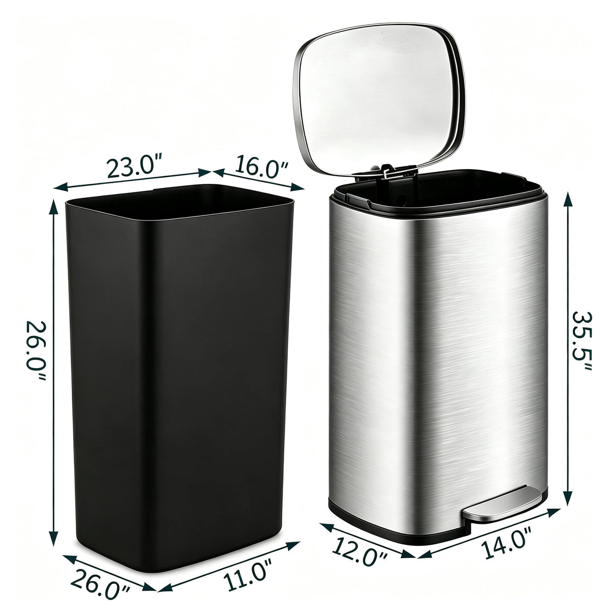 13 Gallon Stainless Steel Step Trash Can Q41142