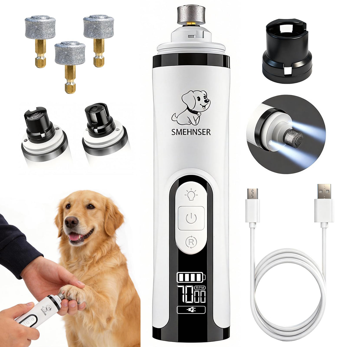 Dog Nail Grinder with LED Light B362