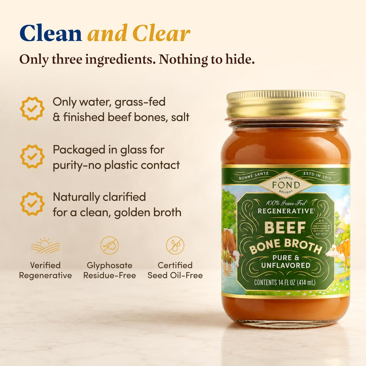 100% Grass-Fed Beef Bone Broth 4-Pack B4584