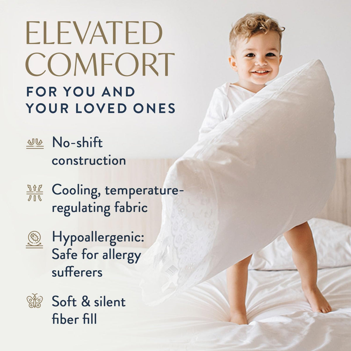 100% Cotton King Size Bed Pillows Set of 2 V89699