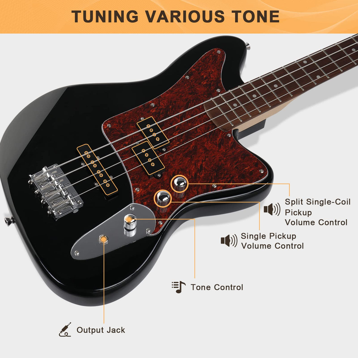 4 String Electric Bass Guitar Beginner Kit with Amp D30202