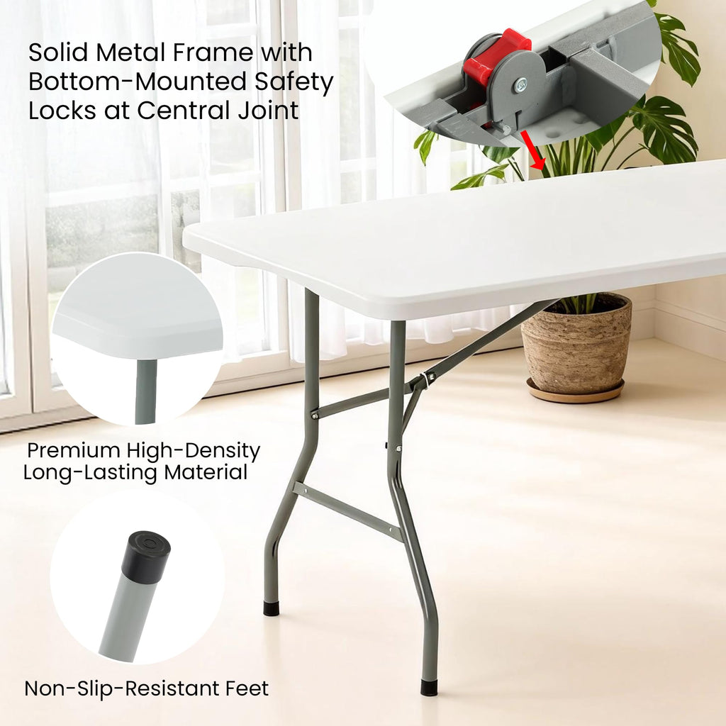 6 Foot Foldable Table with Handle & Steel Legs M769