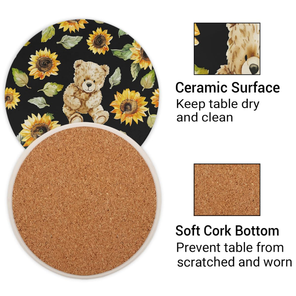 Round Absorbent Ceramic Coasters Set of 4 Q110414