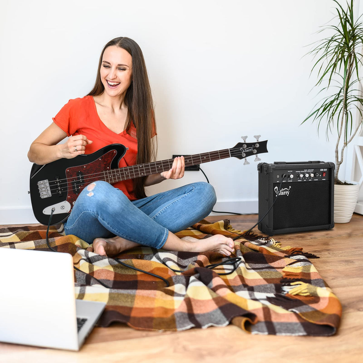 4 String Electric Bass Guitar Beginner Kit with Amp D30202