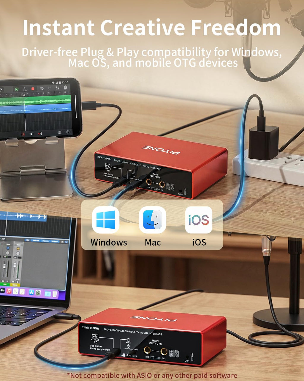 2X2 24-bit/192kHz Audio Interface with XLR/TRS Combo Input V96312