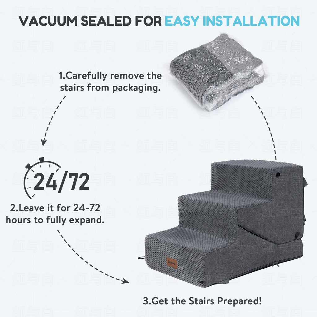4-Step Dog Stair and Ramp with Non-Slip Bottom Grey L64936