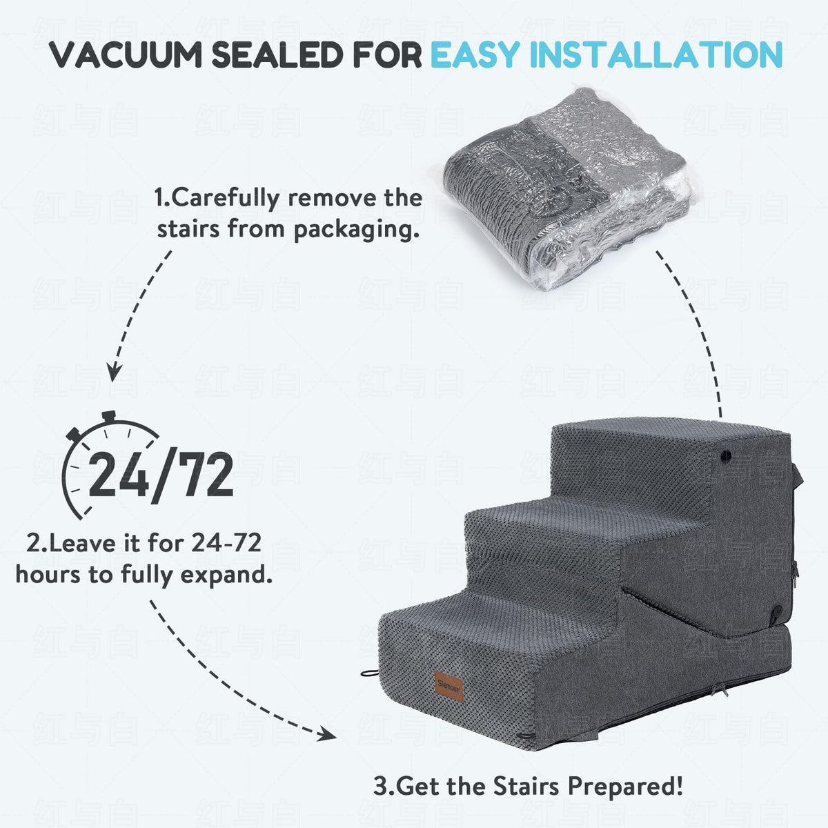 4-Step Dog Stair and Ramp with Non-Slip Bottom Grey L64936