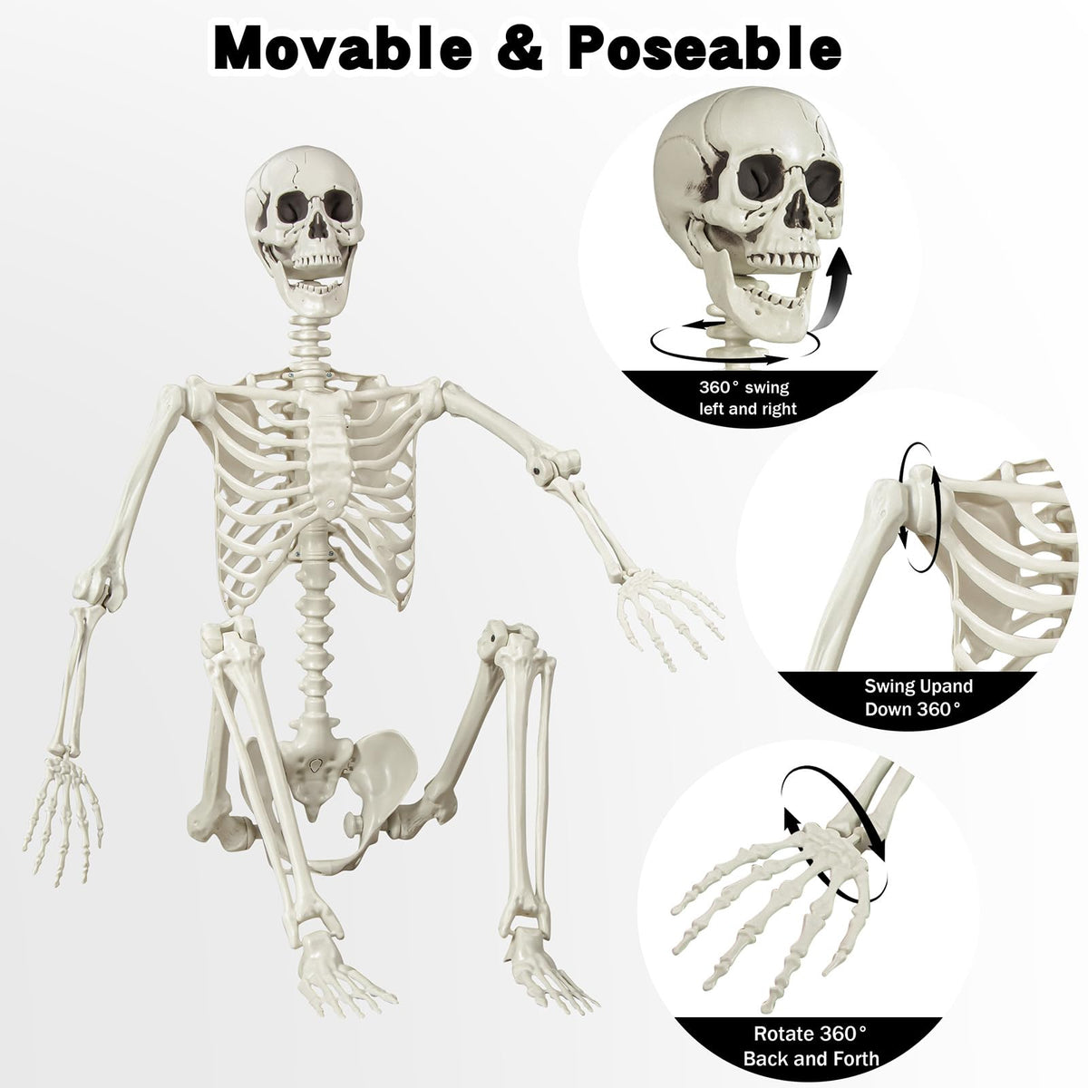 5.4 ft Posable Life Size Skeleton with Movable Joints U443716