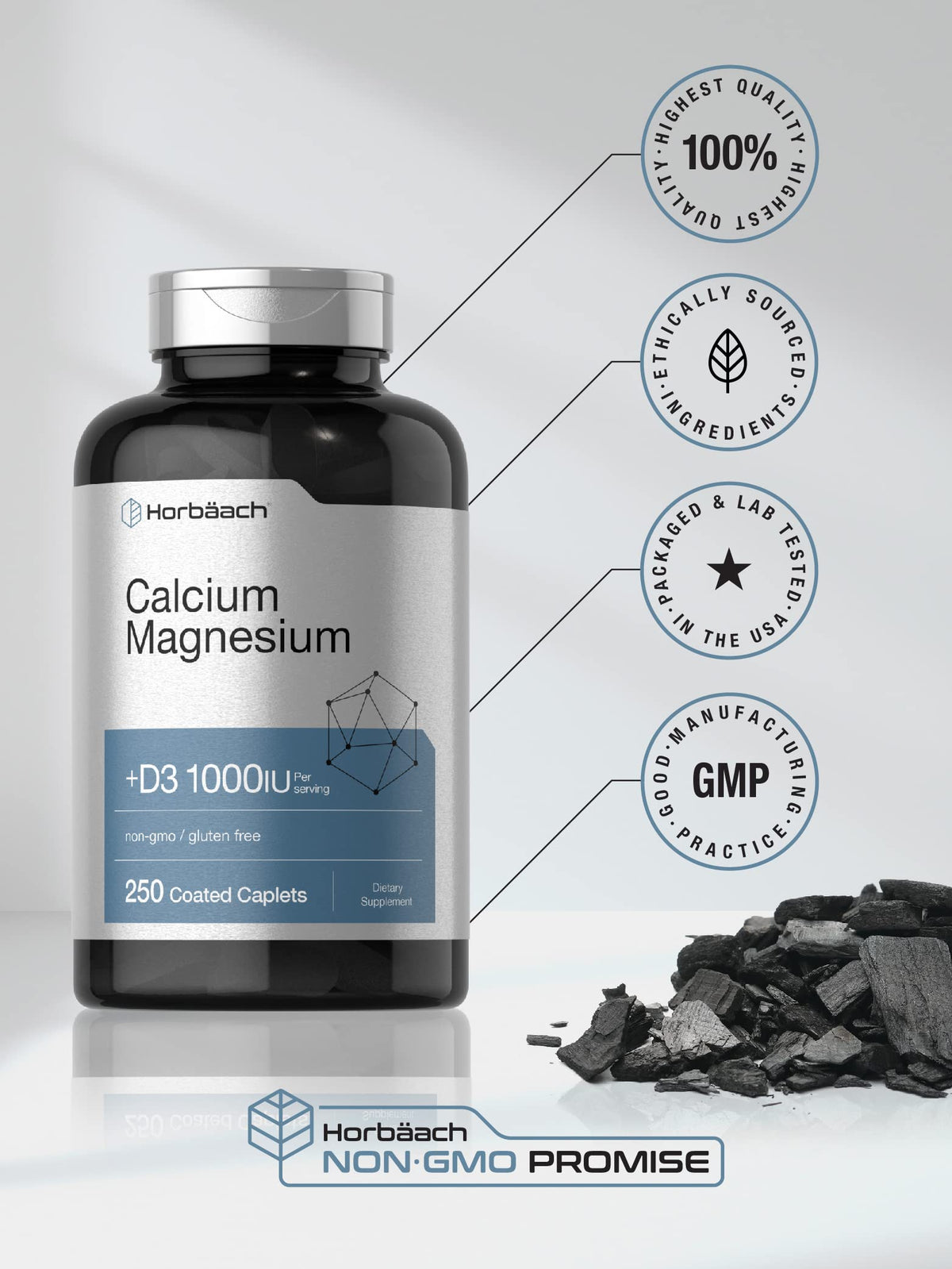 Calcium Magnesium with Vitamin D3 250 Caplets E69909